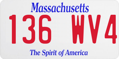 MA license plate 136WV4