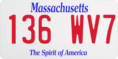 MA license plate 136WV7