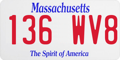 MA license plate 136WV8
