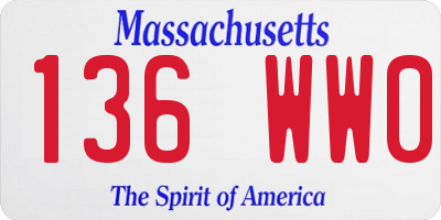 MA license plate 136WW0