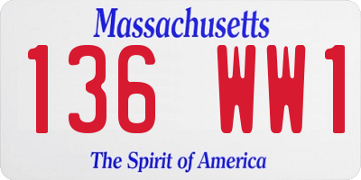 MA license plate 136WW1