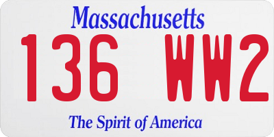 MA license plate 136WW2