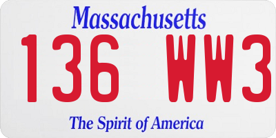 MA license plate 136WW3