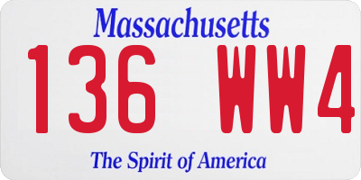 MA license plate 136WW4