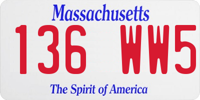 MA license plate 136WW5