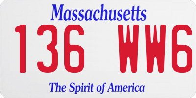 MA license plate 136WW6