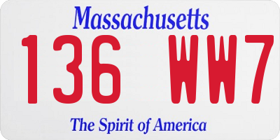 MA license plate 136WW7