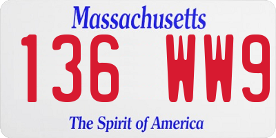 MA license plate 136WW9