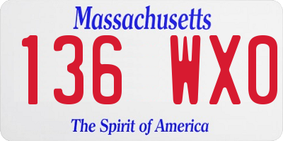 MA license plate 136WX0