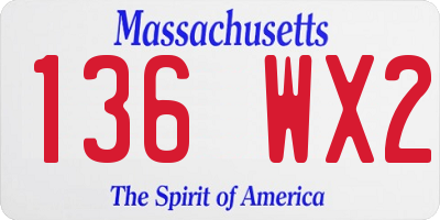MA license plate 136WX2