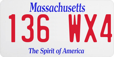 MA license plate 136WX4