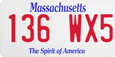 MA license plate 136WX5
