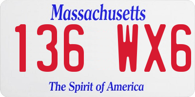 MA license plate 136WX6