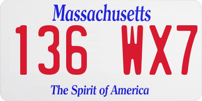 MA license plate 136WX7
