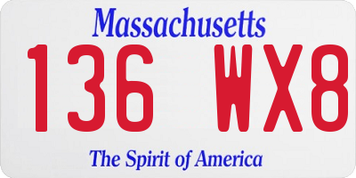 MA license plate 136WX8