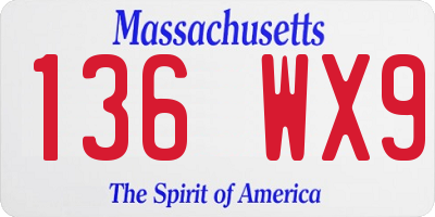 MA license plate 136WX9