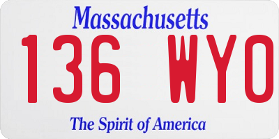MA license plate 136WY0