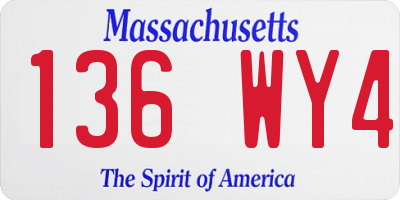 MA license plate 136WY4