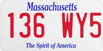 MA license plate 136WY5