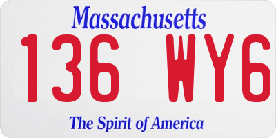 MA license plate 136WY6