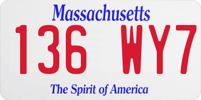 MA license plate 136WY7