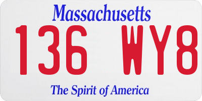 MA license plate 136WY8