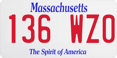 MA license plate 136WZ0