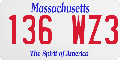 MA license plate 136WZ3