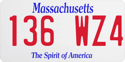 MA license plate 136WZ4
