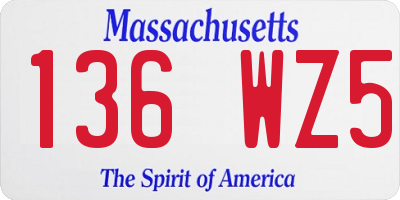MA license plate 136WZ5