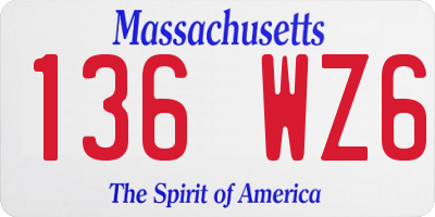 MA license plate 136WZ6