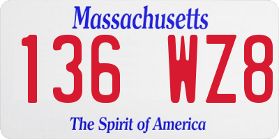 MA license plate 136WZ8