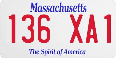 MA license plate 136XA1