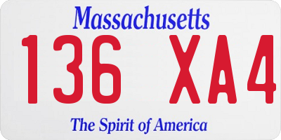 MA license plate 136XA4