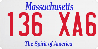 MA license plate 136XA6
