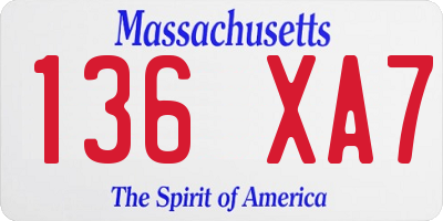 MA license plate 136XA7