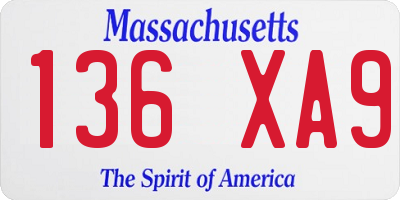 MA license plate 136XA9