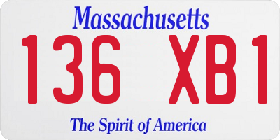 MA license plate 136XB1
