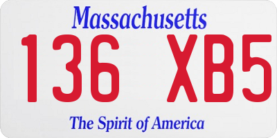 MA license plate 136XB5