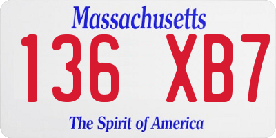 MA license plate 136XB7