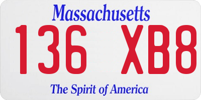 MA license plate 136XB8