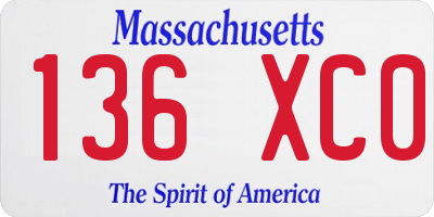 MA license plate 136XC0