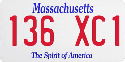 MA license plate 136XC1