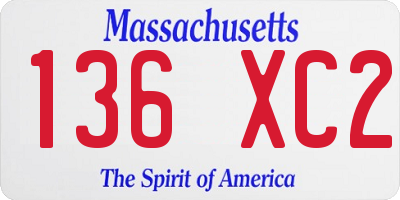 MA license plate 136XC2