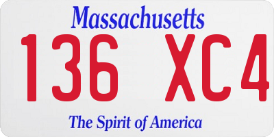 MA license plate 136XC4