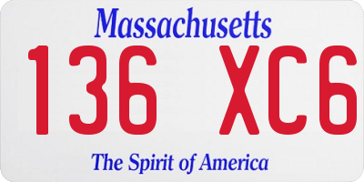 MA license plate 136XC6