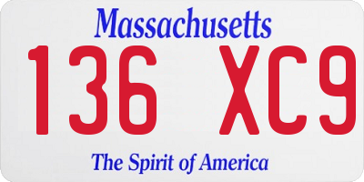 MA license plate 136XC9