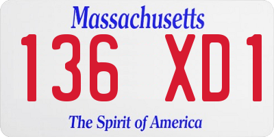 MA license plate 136XD1