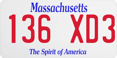 MA license plate 136XD3