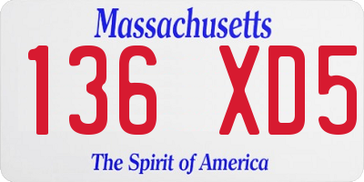 MA license plate 136XD5